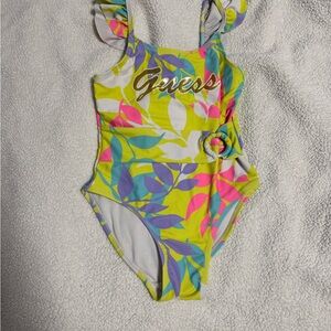Guess Kids' Leafy One-Piece Swimsuit - Yellow and Pink